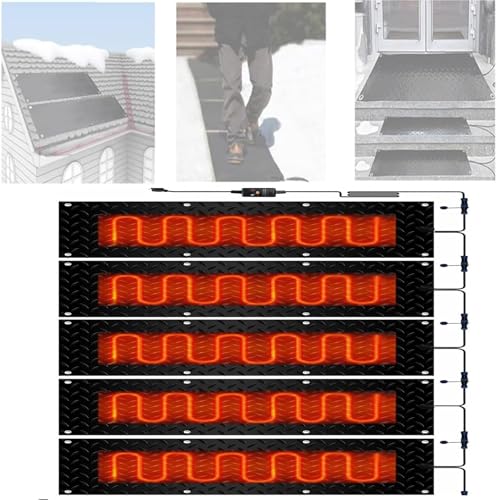 YTNGTT Snow Melting Mat for Outdoor Stairs - Anti-Slip Ice Melting Pad for Winter Snow Removal(40x200cmx5Pcs)