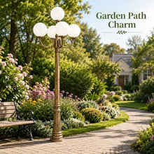 HLRCB Antique Bronze 5-Globe Outdoor Lamp Post, Garden Lighting Fixture
