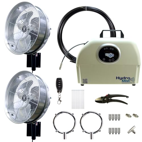 HydroMist Cabana Series Mist Fan Package, 2 14-Inch Heads, Stainless Steel
