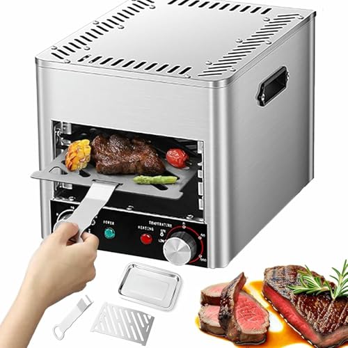 Commercial Electric Steak Grill, Smokeless In-frared Electric Broiler Oven, Comes Broiler Tray, for Cooking Steak, Chicken,Vegetables, Fruits