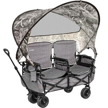 Lawn Chariot, Folding Wagon with 2 Adult Seats & UPF 50+ Canopy, Under-Seat Storage, All-Terrain Wheels, Camouflage Canopy