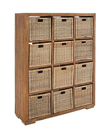 Deco 79 Wood Teak Rattan Basket 48x65 Inch Brown