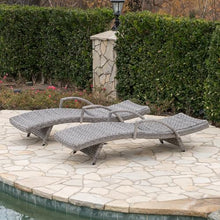 roomfitters Adjustable Outdoor Wicker Chaise Lounge Chairs for Relaxation, Stylish Patio Seating Set with Curved Design, Comfortable and Durable, Grey (Set of 2)