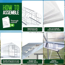 BAUMERA Polycarbonate Greenhouse - Walk-in Size 20' L x 8' W - Heavy Duty Greenhouses for Outdoors - Large Greenhouse with 3 Automatic Vents and A Shelf - for Year-Round Harvest…