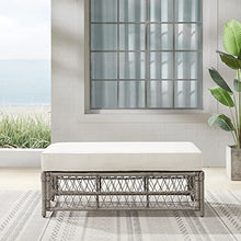 Crosley Furniture Thatcher Wicker Coffee Table and Ottoman Foot Rest for Porch, Deck, Backyard, Driftwood with Creme Cushions