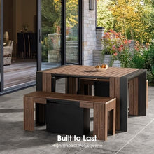 Transformer Extendable Outdoor Dining Table, Dark Walnut, Brown