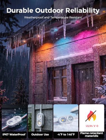 CDN Permanent Outdoor Lights for House,150ft with 72 RGBCW Dual-Color Heads