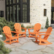 Costaelm Keller HDPE Plastic Outdoor Rocking Chair Set of 4 Orange