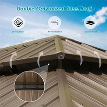 LOPOO Hardtop Gazebo Aluminum with Double Roof Brown