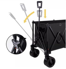 Collapsible Wagon Folding Wagon Large Outdoor Portable Garden Cart Sand Cart with Big Wheels Adjustable Handle for Camping Garden Cart
