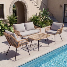 Garvee 4 Piece Patio Bistro Set, Outdoor Wicker Bistro Furniture Sets