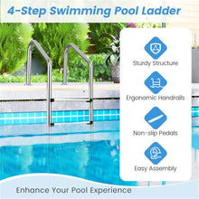 BAYUELSWU In-Ground Swimming Pool Ladder, Stainless Steel 4 Steps Pool Ladder Step, Heavy Duty Non-Slip Ladder Easy Assembly for Indoor/Outdoor Pool, Max Load Capacity 440 lbs