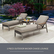 LOKATSE HOME 3-Piece Outdoor Patio Chair Set with Adjustable Metal Rattan Reclining Chairs and Side Table Dark Gray