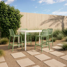 Meridian Furniture 330Mint Mykonos Collection Modern | Contemporary Outdoor Patio Stool with Mint Polypropylene Plastic, Weather Resisting, 17.5" W x 21" D x 38" H, Mint, Set of 4