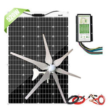 500W Solar Wind Power Kit: 400W Wind Turbine Generator + 120W Flexible Mono Solar Panel + Hybrid Charge Controller