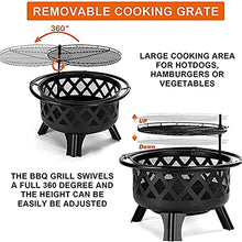 BBQ Grill Outdoor Outdoor Fire Pit, Firepit Brazier Garden BBQ Cooking Grill Round Stove Patio Heater Height Adjustable BBQ