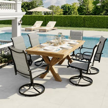 Garvee Patio Swivel Chair Set of 8 Outdoor Dining Chair Padded Mesh Grey