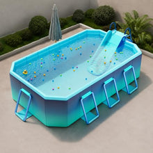 Large Above Ground Pool, Rectangular Swimming Pool with Slide for Family