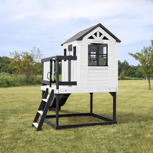 Backyard Discovery Sweetwater Heights White Cedar Playhouse with Slide & Ladder