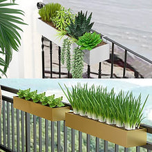 MOFGOE Hanging Flower Pot Planter for Railing, Large Metal Iron Planters, Fully Enclosed Balcony Flower Pot Planting Boxes, for Windowsill, Patio, Porch, Garden Balcony,White,150x20x13cm