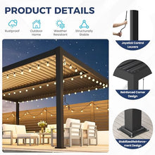 12' x 16' Pergola with Adjustable Louvered Roof and Aluminum Frame