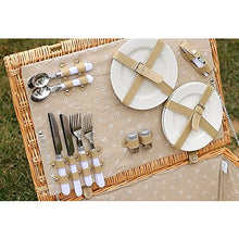 Storage Basket,Wicker Picnic Sets for 4 Persons, Outdoor Hand Woven Fruit with Utensils Cutlery, for Family, Party, Camping