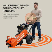 Superhandy 15HP Gas-Powered Stump Grinder with Electric Start, 420cc Engine, Sweep Function, Adjustable Angled & Foldable Handle, 8 Tungsten Carbide Teeth