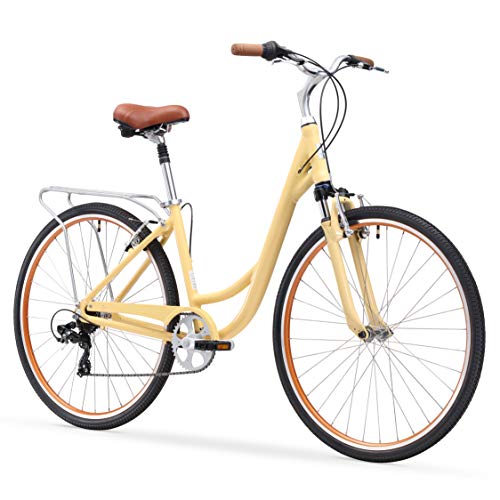 sixthreezero Women's 3-Speed Comfort Bike with Rear Rack, 26" Wheels/17" Frame, Cream