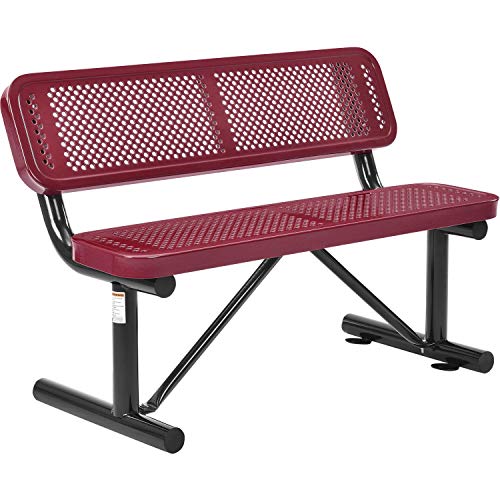 Global Industrial 4'L Heavy Duty Outdoor Steel Picnic Bench with Backrest