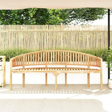 LKJVFCPW 78.7 Inch Banana Bench Solid Teak Wood Garden Seat Curved Patio Furniture for Outdoor Indoor Use