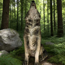 SRECELL 29.7" Howling Wolf Garden Statue, Large Resin Outdoor Wolf Sculpture for Yard Lawn Patio, Realistic Animal Statue for Garden Landscape, Entrance Decor & Wildlife Display