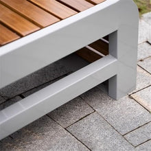 GRFIT Outdoor Bench Steel Bench for Outdoor Garden, Backless, Bamboo Wood Chair Surface, for Balcony, Terrace, Leisure Chair Garden Bench (Small)