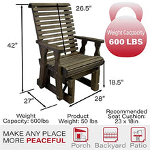 Amish Casual Heavy Duty 600 Lb Roll Back High Back Treated Glider Chair (Dark Walnut Stain)
