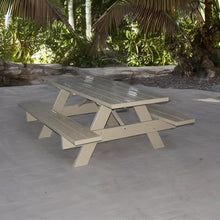 Mocha Vinyl Picnic Table 6ft Beige Rectangular Glossy Water Resistant Weather