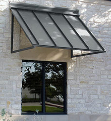 Awntech Houstonian Open-Side Fixed Awning, 104" W x 24" H x 24" D, Pewter