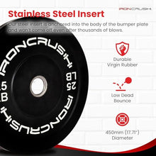 Iron Crush Olympic Bumper Plate Sets - Premium Virgin Rubber Weights for Strength Training - Compatible with 2" Barbells 250LB