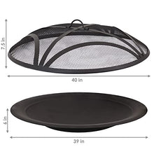 Sunnydaze Fire Pit Bowl with Spark Screen, 39" Outer / 30" Inner Dia