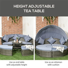 YWMLFZ 4pc Rattan Patio Furniture Set,Round Convertible Daybed Or Sunbed,Sectional Outdoor Sofa