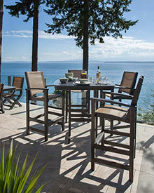 Polywood 9012-SA901 Coastal Bar Chair, Sand/White Sling
