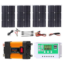 Foldable Waterproof 100W Solar Panel Kit with 4000W/6000W DC 12V to AC 110V/220V Car Inverter, 50A Solar Charge Controller, Portable Power System for Family Travel and Outdoor Use(6000W,12V-110V)
