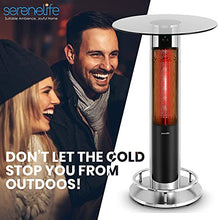 SereneLife Infrared Patio Heater, Electric Patio Heater for Indoor/Outdoor Use, Portable Table Heater with Remote Control, 1500 W, for Restaurant, Patio, Backyard, Garage, Decks (Off Black)