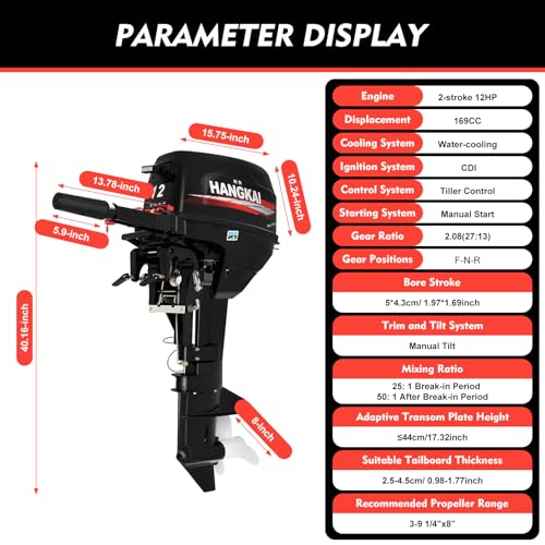 WANLECY 12HP 2-Stroke Outboard Motor Water-Cooling System Fishing Boat Engine
