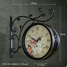Double Sided Outdoor Clocks Iron Silent Grand Central Station Wall Clock Quiet Art Clock Weatherproof Casing Double Faced Decorative Garden Clock (B) (E)
