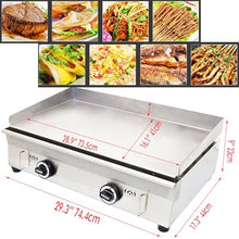 HQHAOTWU Countertop Gas Griddle LPG Gas Griddle Outdoor Flat Cooking Grill Griddle 2000Pa Stainless Steel BBQ Plate Grill 50-300℃ Temperature Controllable Camping Natural Gas Griddle with 2 Burners