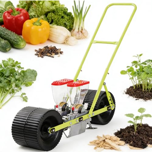 menglanchang Hand Push Vegetable Seeder- Precision Seeder Planter Tool for Small Seeds, 1/2/3/4/5/6 Row Walk-Behind Seeder for Garden, Terraces & Field Replanting 2Row