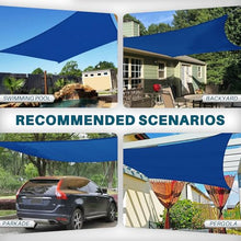 Coarbor 40'x43' Reinforced Wire Sun Shade Sail Rectangle Heavy Duty Strengthen Canopy Cover with A Ring Steel Cable Wire for Patio Backyard Deck Yard Garden Pergola Porch, Blue