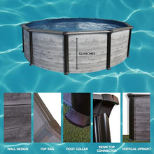 Puri Tech 21' x 52" Sunset Bay Above Ground Swimming Pool Package with Full-Print Overlap Liner, Liner Pad, Pool Cove, Skimmer, Filtration System and A-Frame Ladder for Complete Backyard Pool Setup
