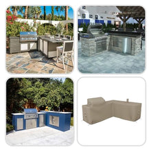 Covers & all Outdoor Kitchen Island Cover, Customize Left Right & Straight Shapes,12 Oz Waterproof UV & Weather Resistant Patio BBQ Grill Island protector with Handles Air Vents (Beige)