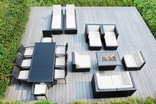 Ohana Depot 20 Piece Outdoor Patio Furniture Black Wicker Conversation Set with Fully Assembled Sectional and 42-inch Propane Gas Fire Table