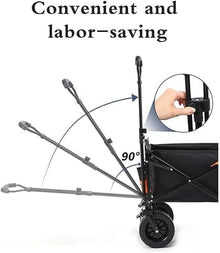 CWENZXDIA Garden Wagon Folding Wagon Cart Portable Foldable 150L Large Capacity Outdoor Camping Table Light BBQ Trolley Utility Cart